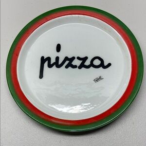 Baldelli Italia White Pizza Stripe Made In Italy Round Dinner Plate (11 Inches)